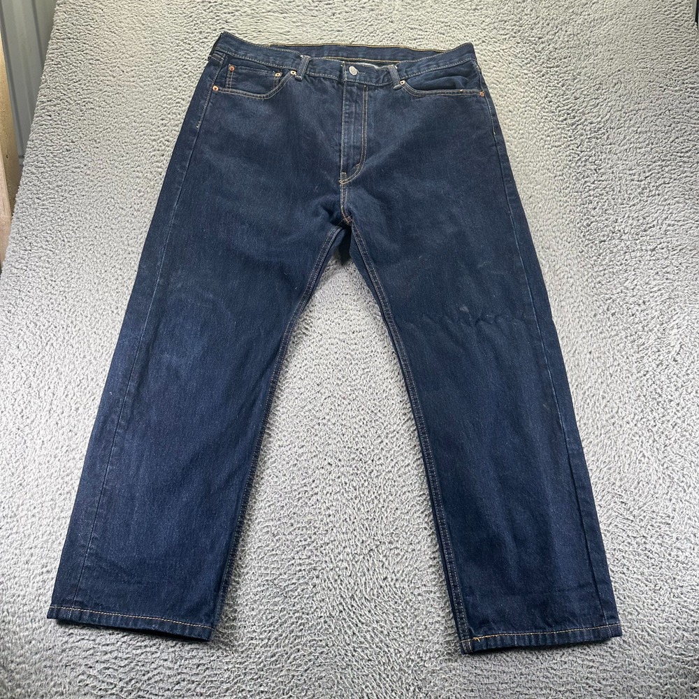 Levi's 505 Jeans Mens 40x29 Blue Cotton Denim Straight Baggy Dark‎ Wash Workwear